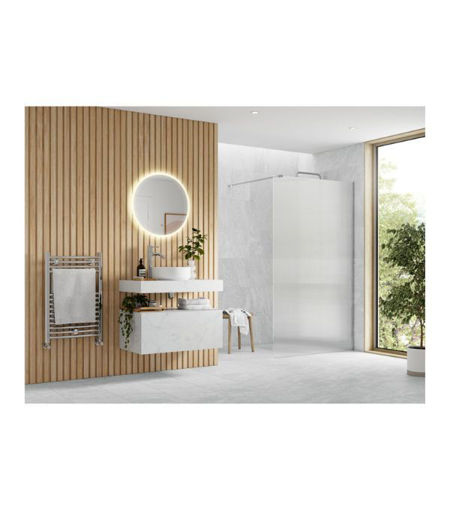 Coniston 1200mm Fluted Wetroom Panel & Support Bar - Chrome