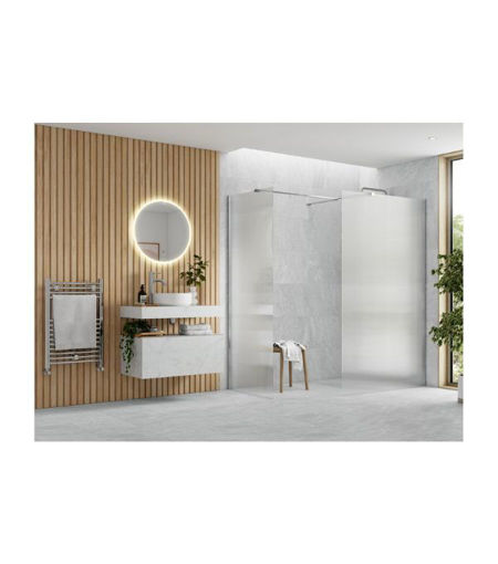 Coniston 800mm Fluted Wetroom Panel & Side Panel Arm - Chrome