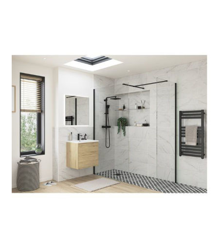Coniston 700mm Wetroom Side Panel & Arm - Black