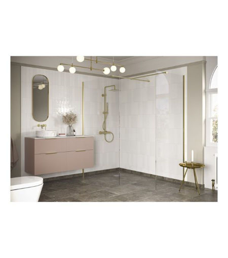 Coniston 900mm Wetroom Side Panel & Arm - Brushed Brass
