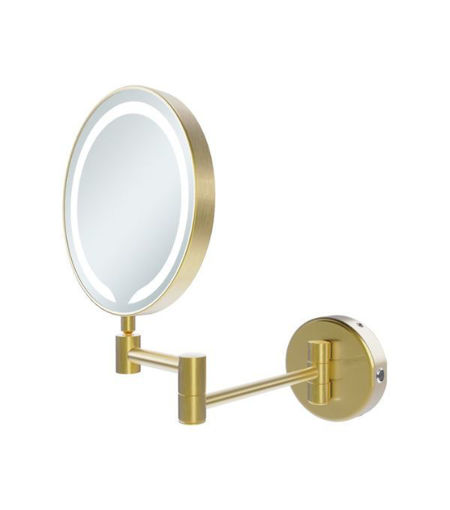 Hollies Round LED Cosmetic Mirror - Brushed Brass