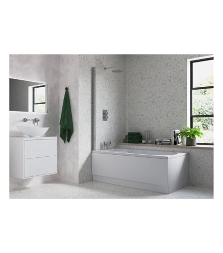 1400mm Square Bath Screen - Chrome
