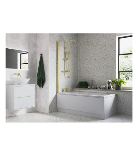 1400mm Square Bath Screen - Brushed Brass