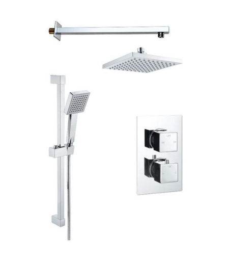 Square Concealed Valve Head & Arm Shower Pack - Chrome