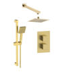 Square Concealed Valve Head & Arm Shower Pack - Brushed Brass