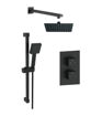 Square Concealed Valve Head & Arm Shower Pack - Matt Black