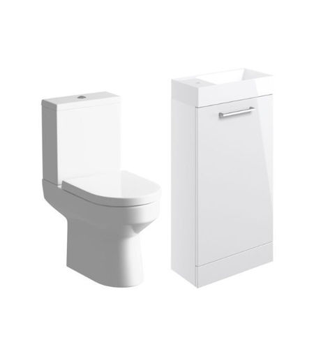 Avon 410mm F/S Basin Unit & C/C Toilet Pack - White Gloss