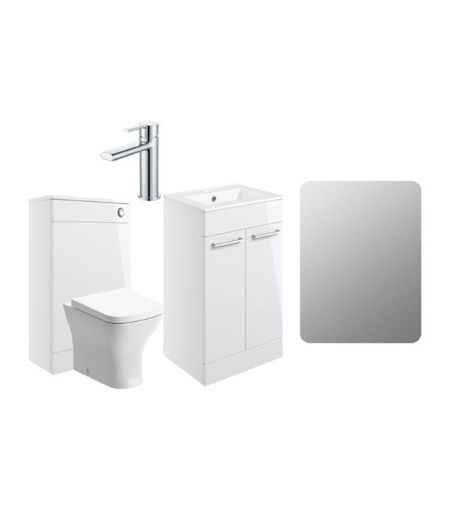 Avon 510mm F/S Furniture Pack - White Gloss w/Chrome Finishes