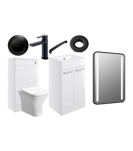 Avon 510mm F/S Furniture Pack - White Gloss w/Black Finishes