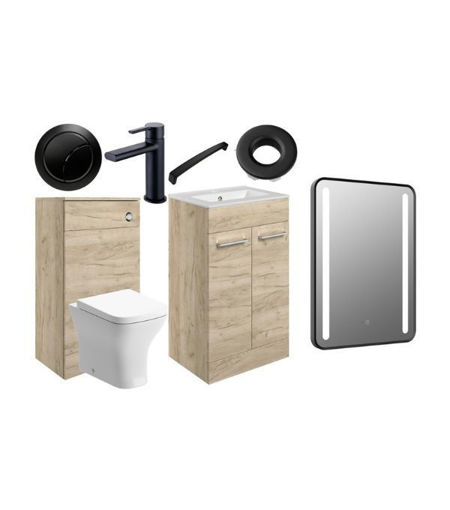 Avon 510mm F/S Furniture Pack - Oak w/Black Finishes