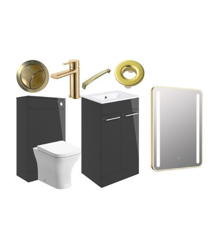 Avon 510mm F/S Furniture Pack - Anthracite Gloss w/Brushed Brass Finishes