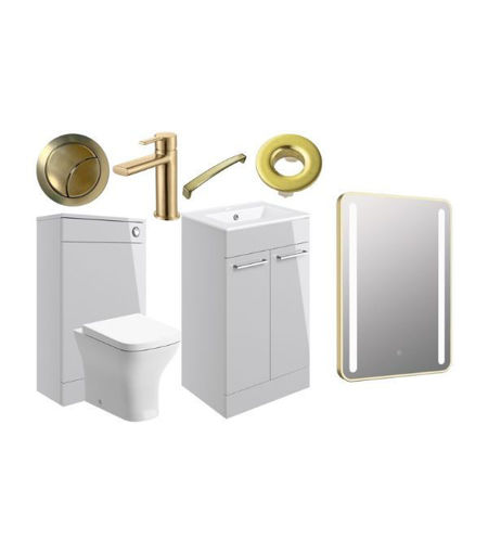 Avon 510mm F/S Furniture Pack - Grey Gloss w/Brushed Brass Finishes