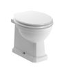 Kingfisher Back To Wall WC & Satin White Wood Effect Seat w/Brushed Brass Finishes