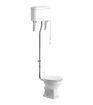 Kingfisher High Level WC & Satin White Wood Effect Seat w/Brass Finishes