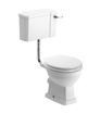 Kingfisher Low Level WC & Satin White Wood Effect Seat w/Brass Finishes