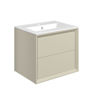 Nettlebush 615mm Wall Hung 2 Drawer Basin Unit & 1TH Thin Edge Basin - Matt Cotton