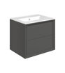 Nettlebush 615mm Wall Hung 2 Drawer Basin Unit & 1TH Thin Edge Basin - Matt Clay