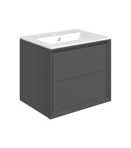 Nettlebush 615mm Wall Hung 2 Drawer Basin Unit & 1TH Thin Edge Basin - Matt Clay