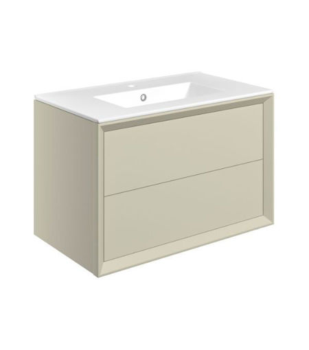 Nettlebush 810mm Wall Hung 2 Drawer Basin Unit & 1TH Thin Edge Basin - Matt Cotton