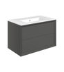 Nettlebush 810mm Wall Hung 2 Drawer Basin Unit & 1TH Thin Edge Basin - Matt Clay