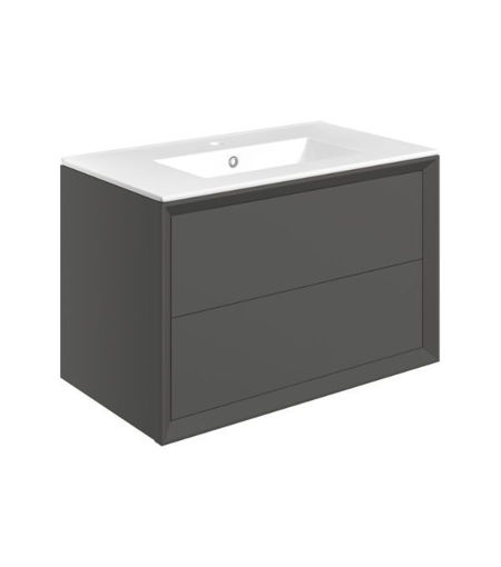 Nettlebush 810mm Wall Hung 2 Drawer Basin Unit & 1TH Thin Edge Basin - Matt Clay