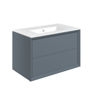 Nettlebush 810mm Wall Hung 2 Drawer Basin Unit & 1TH Thin Edge Basin - Matt Storm Blue