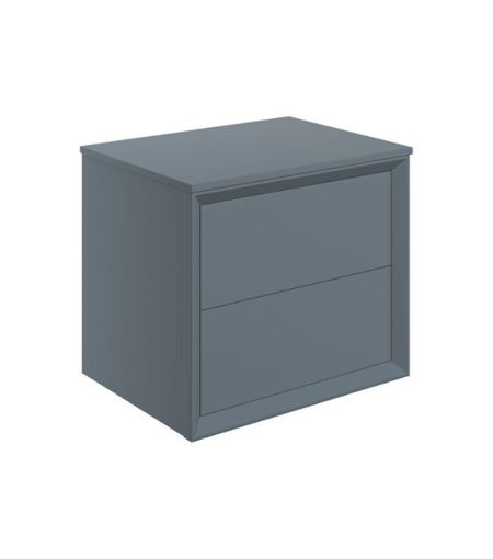 Nettlebush 610mm Wall Hung 2 Drawer Basin Unit & Top - Matt Storm Blue