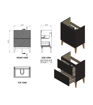 Lime 615mm Floor Standing 2 Drawer Basin Unit & Basin - Matt Smoke Blue