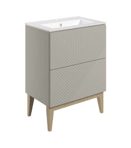 Lime 615mm Floor Standing 2 Drawer Basin Unit & Basin - Matt Oat