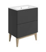 Lime 615mm Floor Standing 2 Drawer Basin Unit & Basin - Matt Graphite Grey
