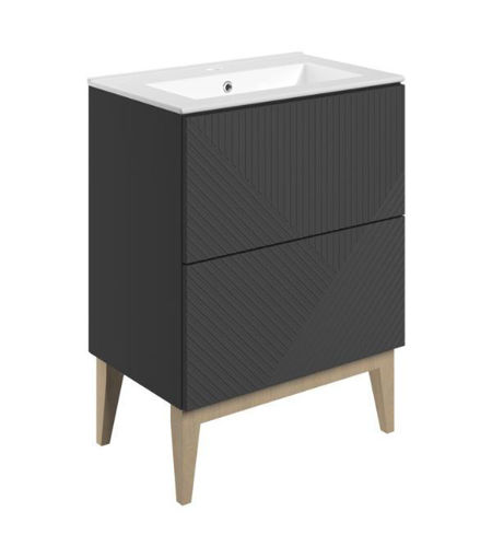 Lime 615mm Floor Standing 2 Drawer Basin Unit & Basin - Matt Graphite Grey