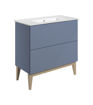 Lime 815mm Floor Standing 2 Drawer Basin Unit & Basin - Matt Smoke Blue