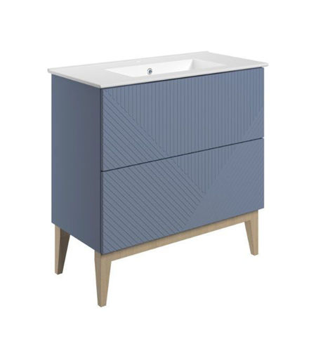 Lime 815mm Floor Standing 2 Drawer Basin Unit & Basin - Matt Smoke Blue