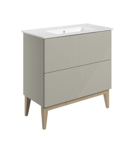 Lime 815mm Floor Standing 2 Drawer Basin Unit & Basin - Matt Oat