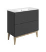 Lime 815mm Floor Standing 2 Drawer Basin Unit & Basin - Matt Graphite Grey