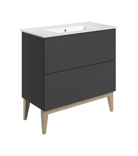 Lime 815mm Floor Standing 2 Drawer Basin Unit & Basin - Matt Graphite Grey