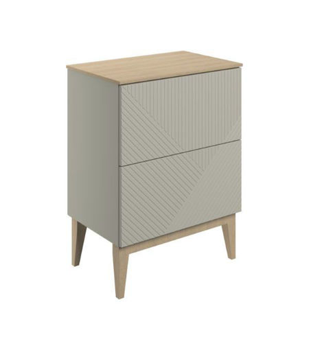 Lime 610mm Floor Standing 2 Drawer Basin Unit & Maple Oak Effect Worktop - Matt Oat