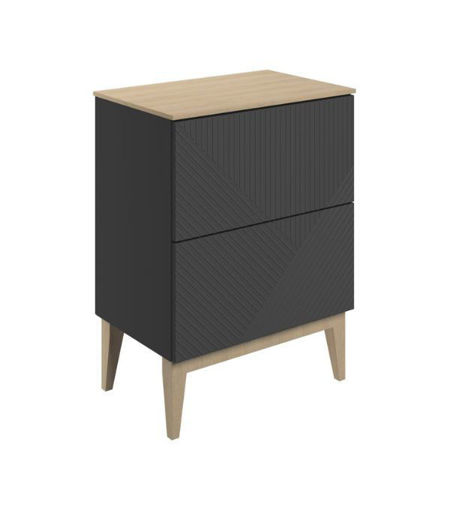 Lime 610mm Floor Standing 2 Drawer Basin Unit & Maple Oak Effect Worktop - Matt Graphite Grey