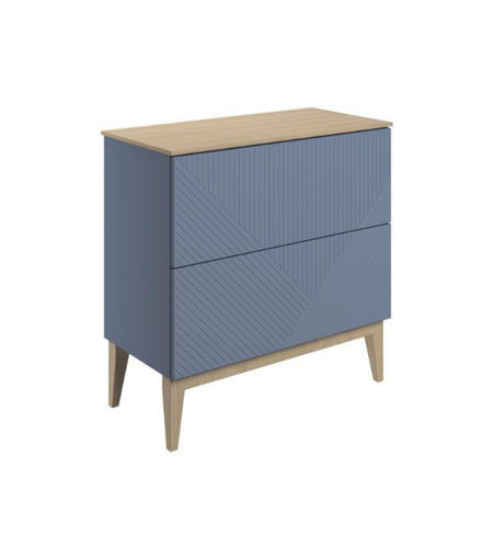 Lime 810mm Floor Standing 2 Drawer Basin Unit & Maple Oak Effect Worktop - Matt Smoke Blue