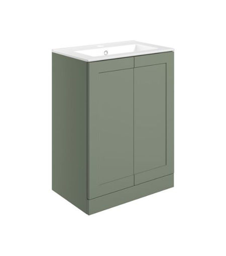 Fairway 615mm Floor Standing 2 Door Basin Unit & Basin - Matt Reed Green