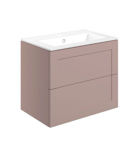 Fairway 615mm Wall Hung 2 Drawer Basin Unit & Basin - Matt Peony