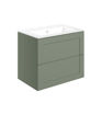 Fairway 615mm Wall Hung 2 Drawer Basin Unit & Basin - Matt Reed Green