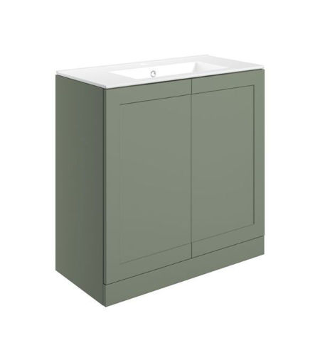 Fairway 815mm Floor Standing 2 Door Basin Unit & Basin - Matt Reed Green