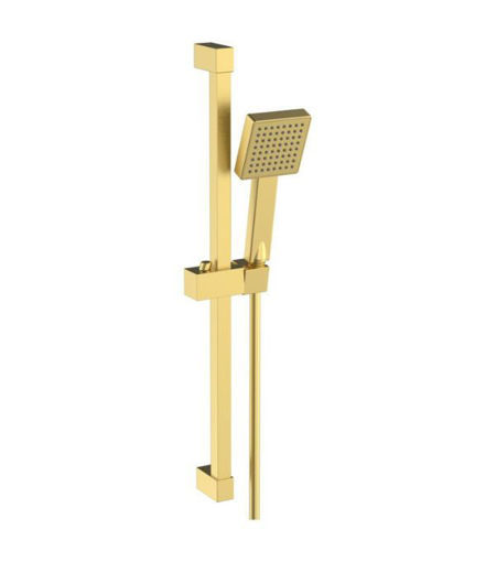 Square Slider Rail Kit & Single Mode Handset - Brushed Brass