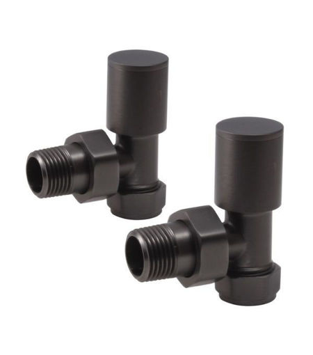 Patterned Matt Black Radiator Valves - Angled
