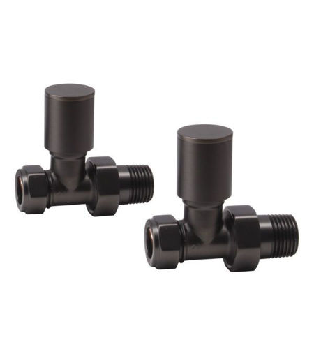 Patterned Matt Black Radiator Valves - Straight
