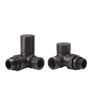 Patterned Matt Black Radiator Valves - Corner