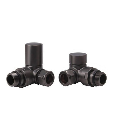 Patterned Matt Black Radiator Valves - Corner