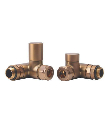 Patterned Brushed Bronze Radiator Valves - Corner