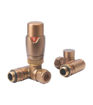 Round Thermostatic Brushed Bronze Radiator Valves - Corner
